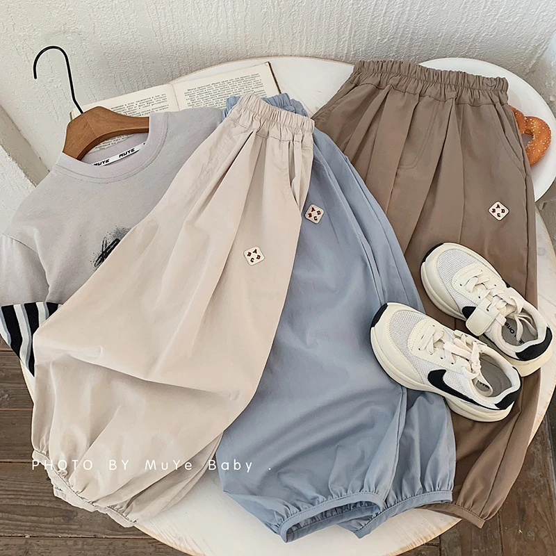 kkmy7520  2025春季新款简约童装服饰男童韩版百搭休闲长裤宝宝潮