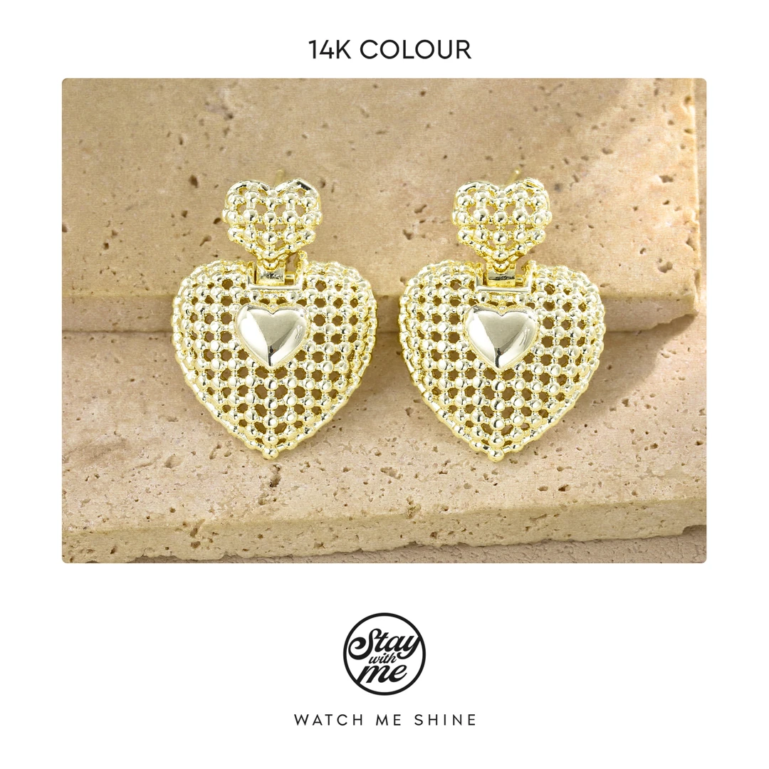 STAY WITH ME 铜合金耳饰 小众设计DE0027编织爱心耳钉