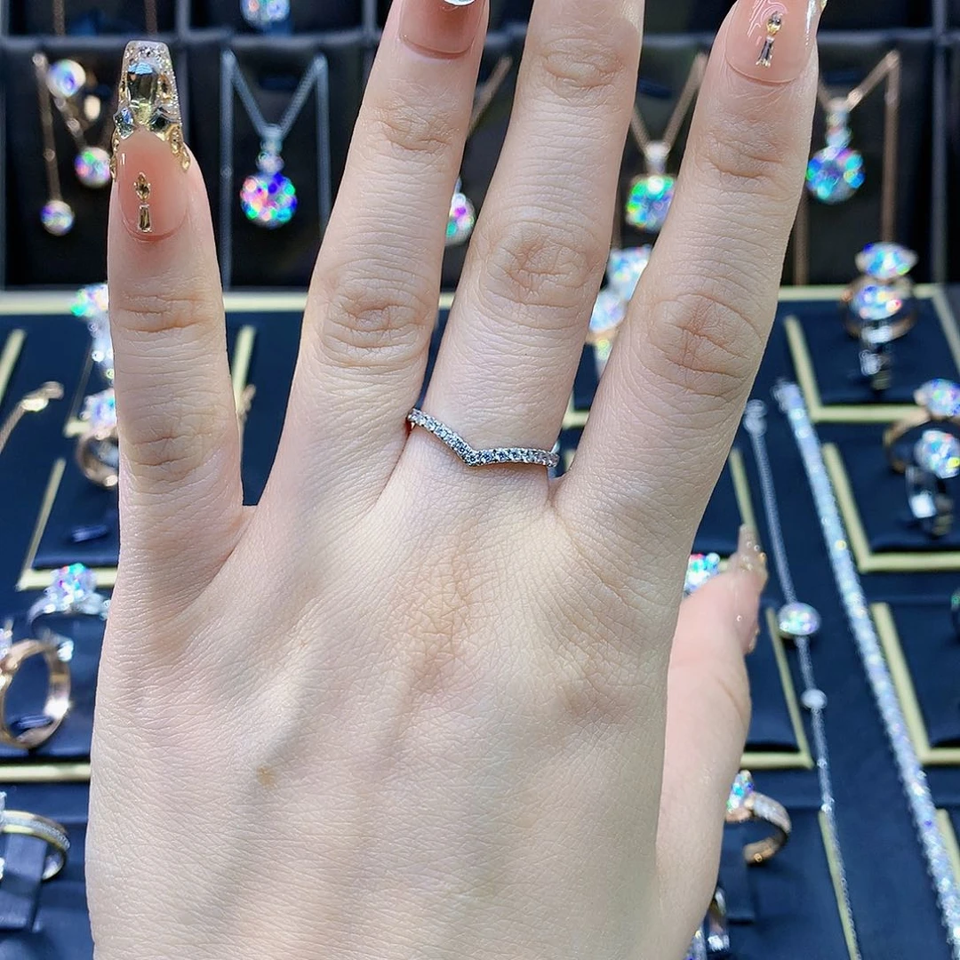 合成碳硅石（莫桑石）戒指/指环18K金镶嵌林*