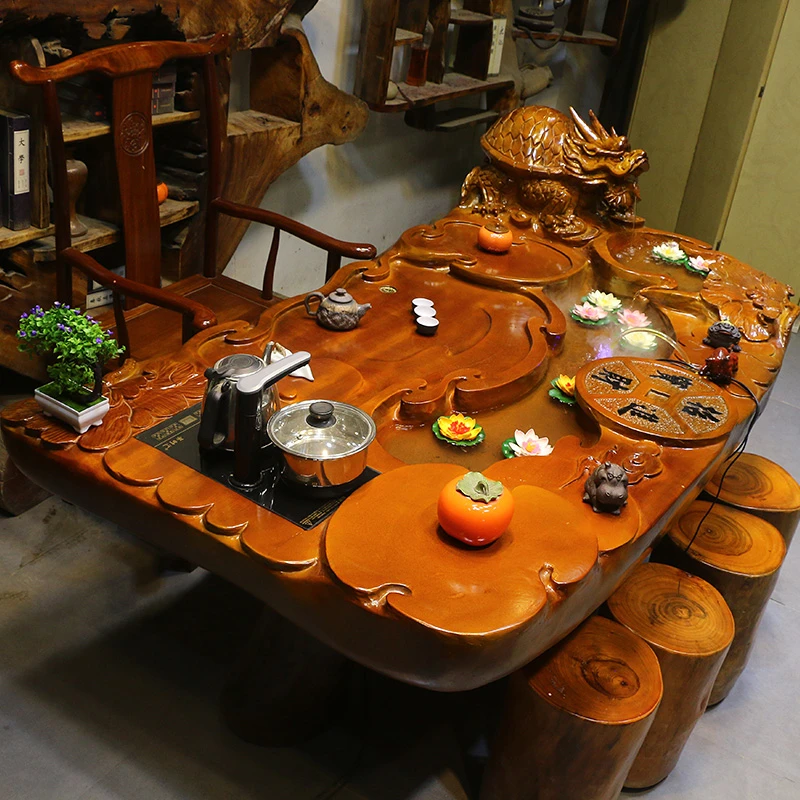 楠木根雕茶台整体树根茶桌椅组合茶几木雕树头小型HC10828