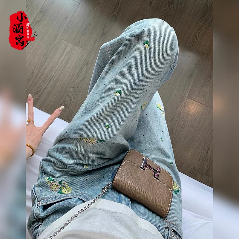 [小苍兰-裤] 小酒窝新国风 刺绣牛仔裤-103