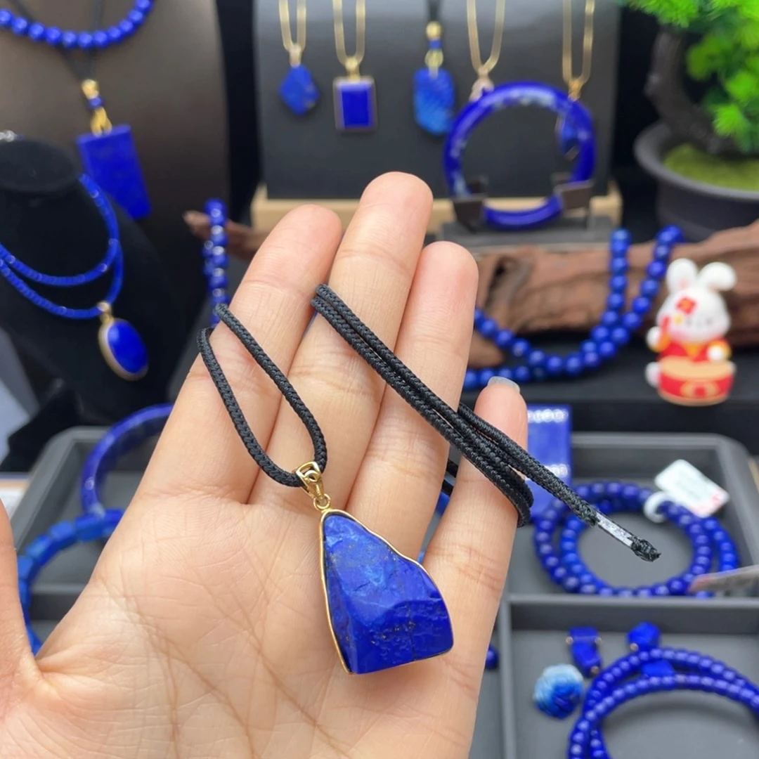 银S925镀金镶嵌青金石吊坠