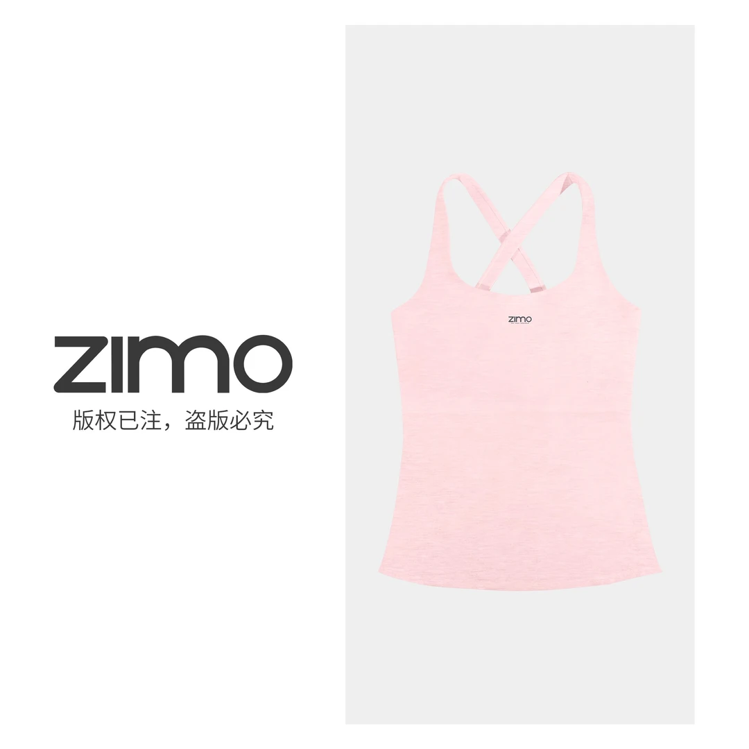 女士文胸樱语粉629-zimo-一体杯运动背心瑜伽健身跑步外穿YFWX629