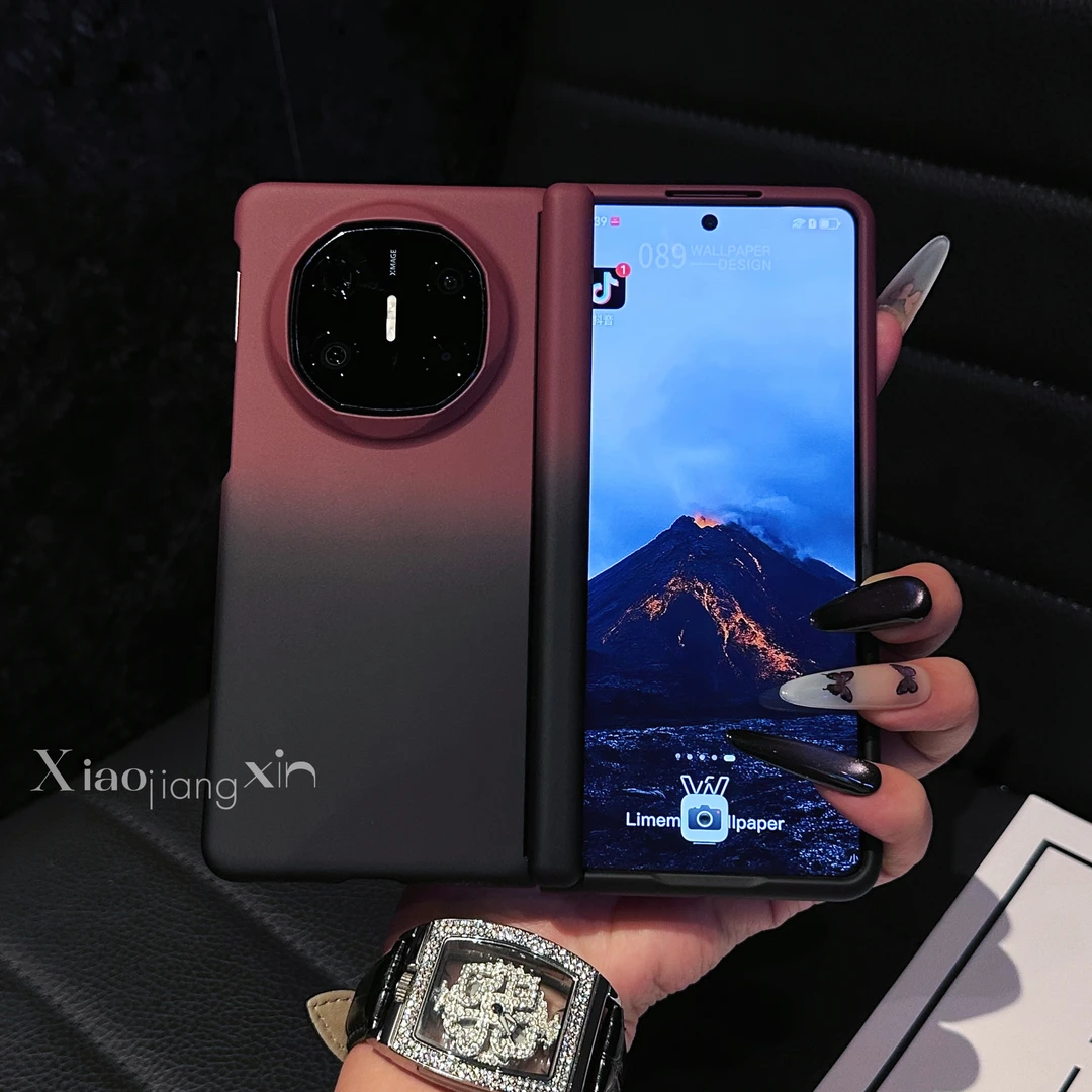 适用华为MateX6高级感渐变磨砂肤感荣耀V5折叠X3全包中轴X5手机壳