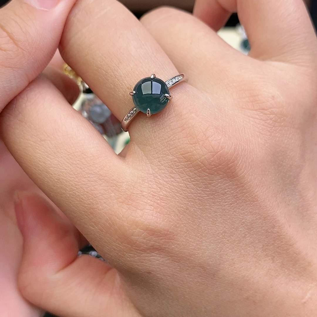 翡翠银S925镶嵌戒指