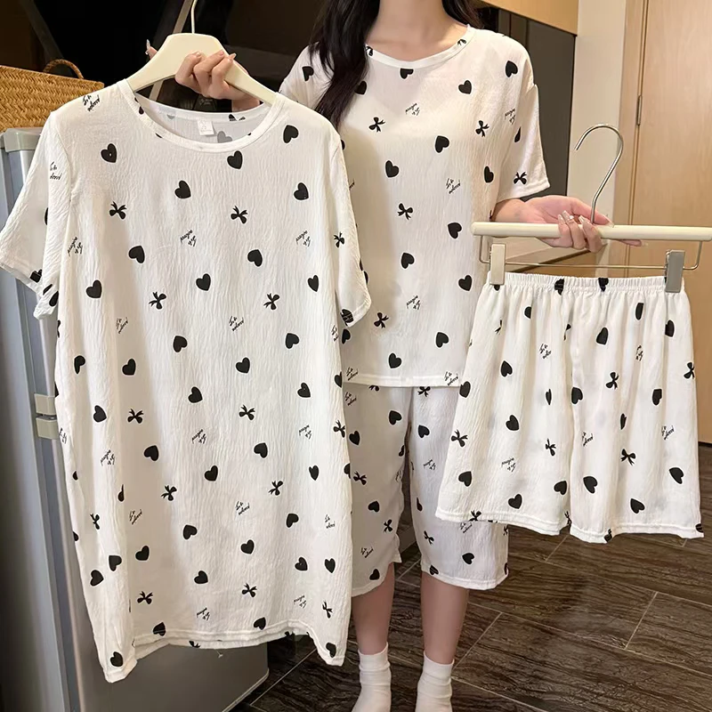 （秘密小屋）新款甜美休闲云朵棉四件套睡衣套装裙