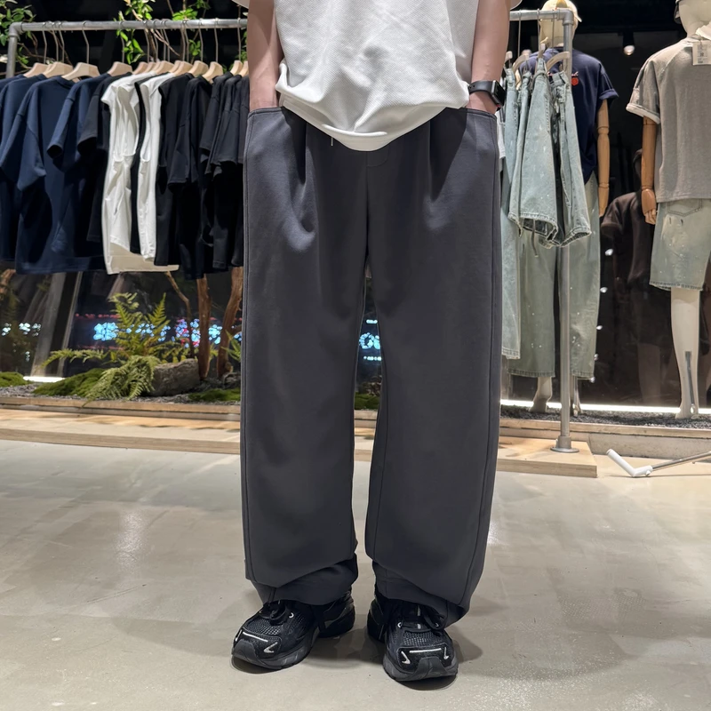 夏季新款宽松纯色休闲裤日系质感简约长裤港风垂感宽松 LF2580