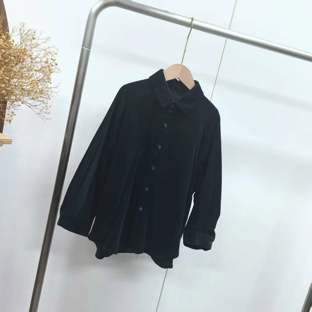 【8207】墨兰色灯芯绒衬衫B7-2