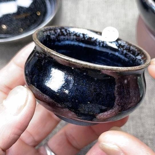 茶盏龙窑柴烧乌金空心滴9.4口径