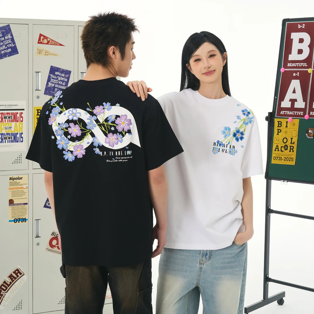 BIPOLAR过肩花丛宽松潮牌美式夏季国潮短袖T恤男生短袖t恤11C499