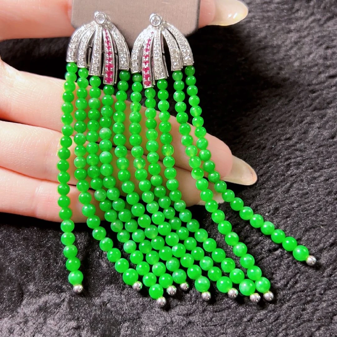 翡翠18K金镶嵌耳饰签收后24小时鉴赏期，过时不退