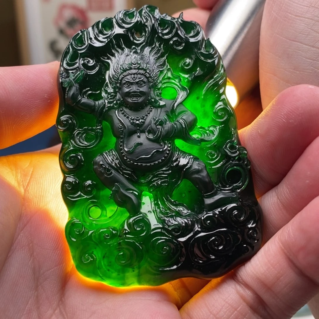 定制翡翠未镶嵌缅甸翡翠大黑天黑财神