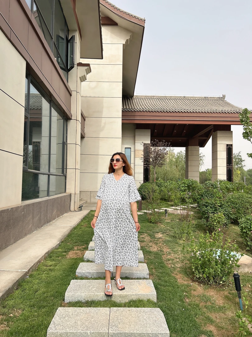 2025新款孕妇连衣裙，夏季百塔孕妇连衣裙，宽松云浮连衣裙，