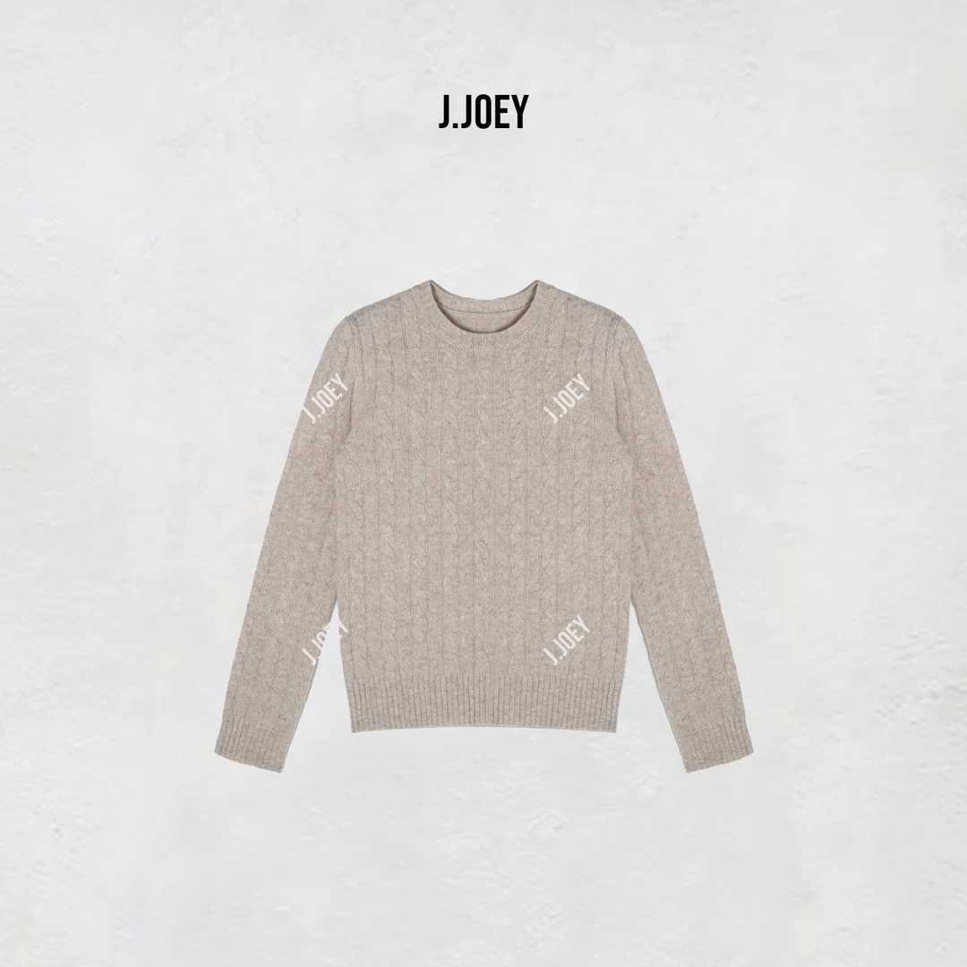 J.JOEY “100绵羊毛”简约百搭保暖燕麦色针织毛衣0791