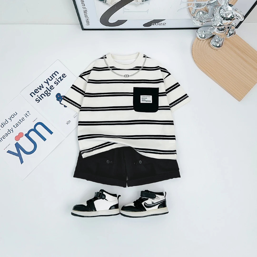 儿童套装夏季2025新款男童短袖两件套休闲潮牌YC8562悠悠童话童装