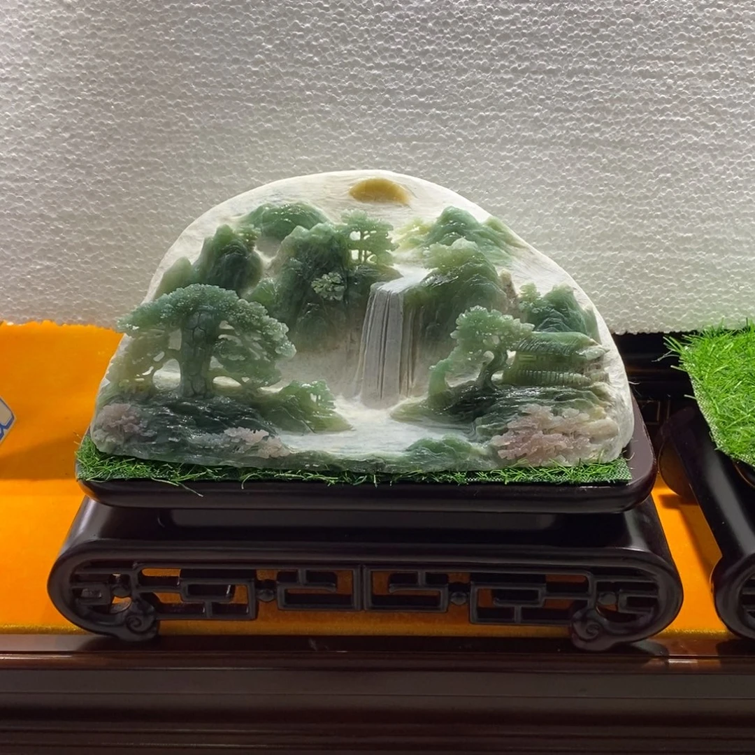 安***石玉意境山水手工雕刻