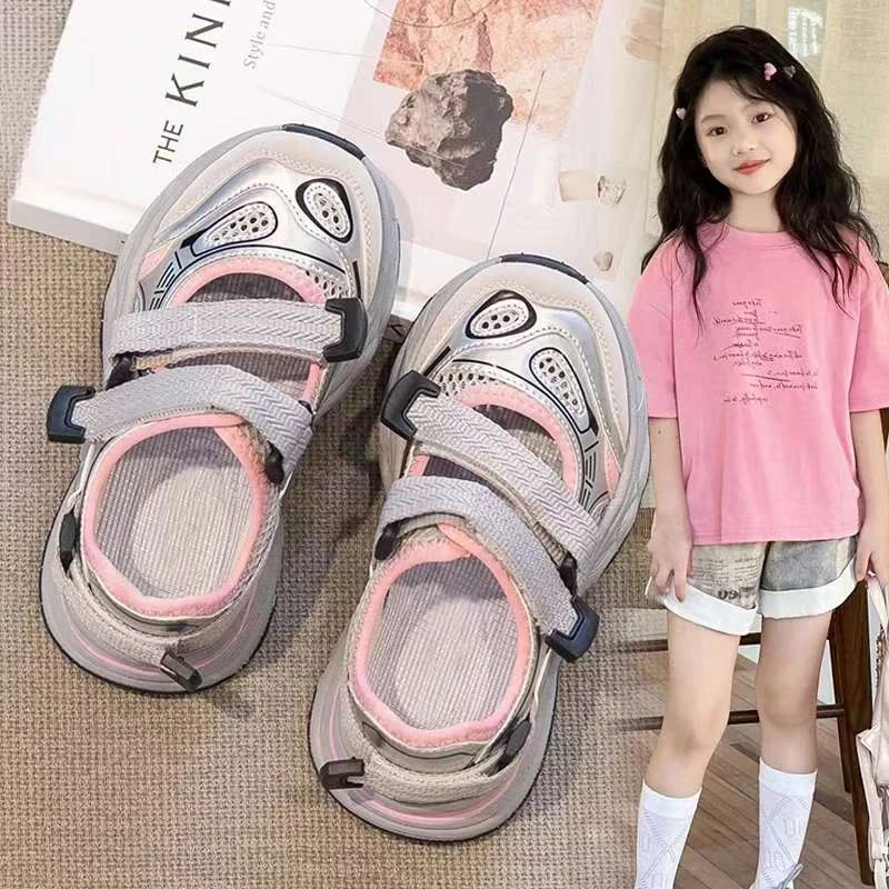 ABC女童运动凉鞋夏2025新款包头儿童鞋子夏款运动凉鞋女童沙滩鞋