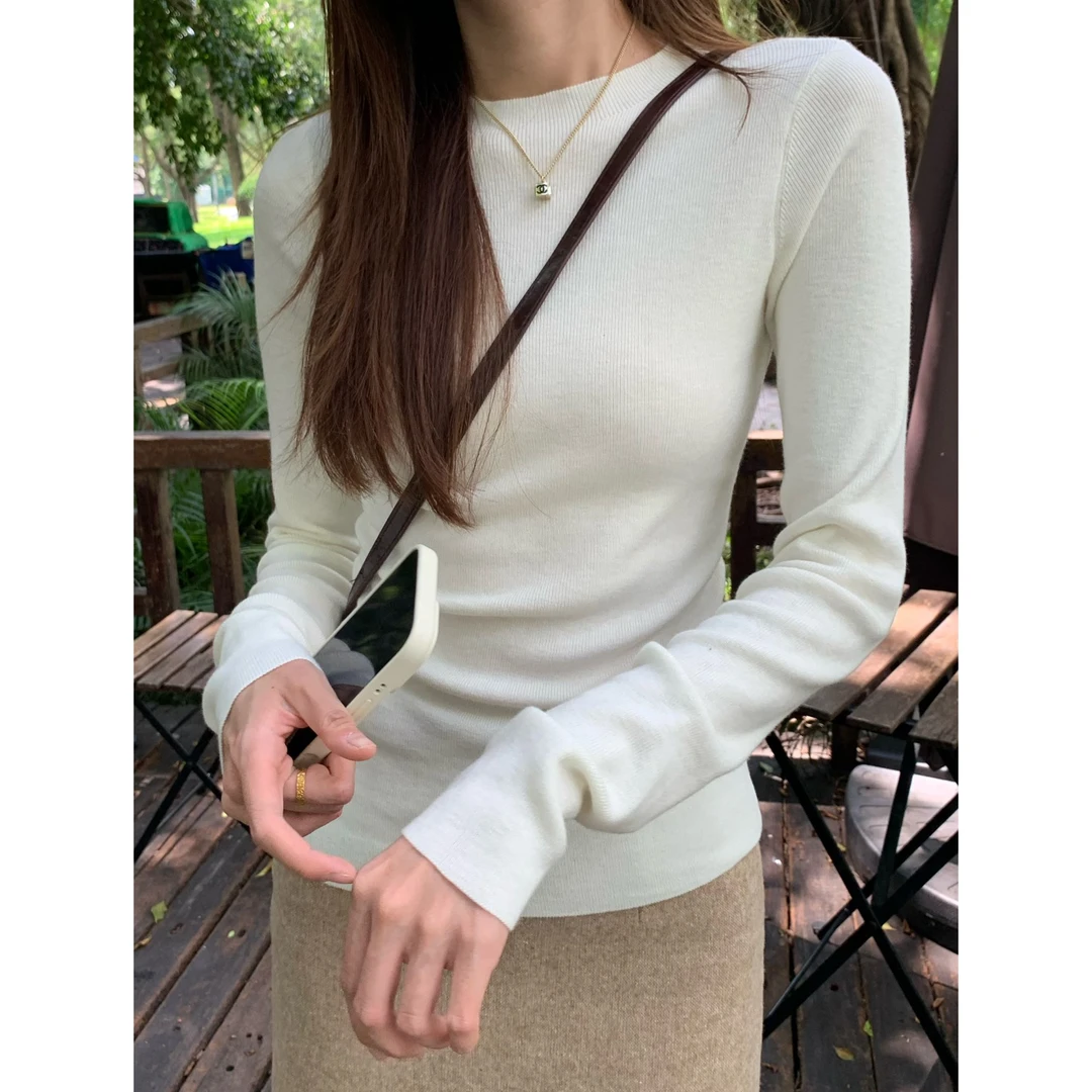 48H【 秋冬伴侣】加长百搭显瘦针织打底衫秋冬款内搭长袖上衣25150