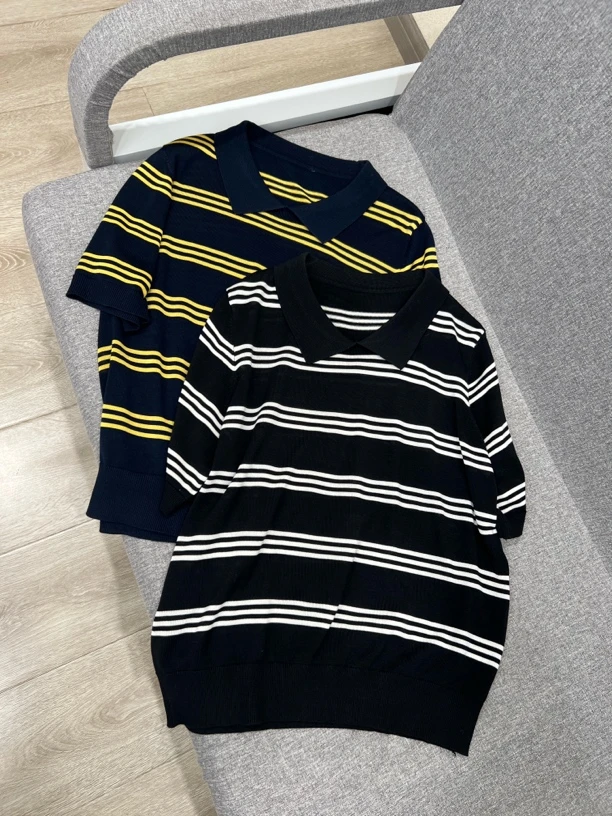 ZHIJIEFUSHI.【条纹】新款夏季简约大气polo条纹针织短袖