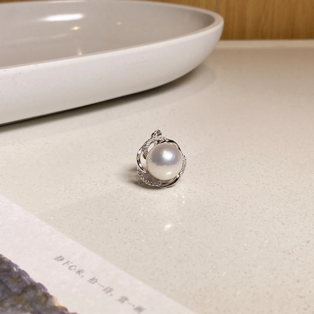 【小北珠宝】S925银淡水珍珠吊坠9-17H15X294【多样性发一】约12-13mm