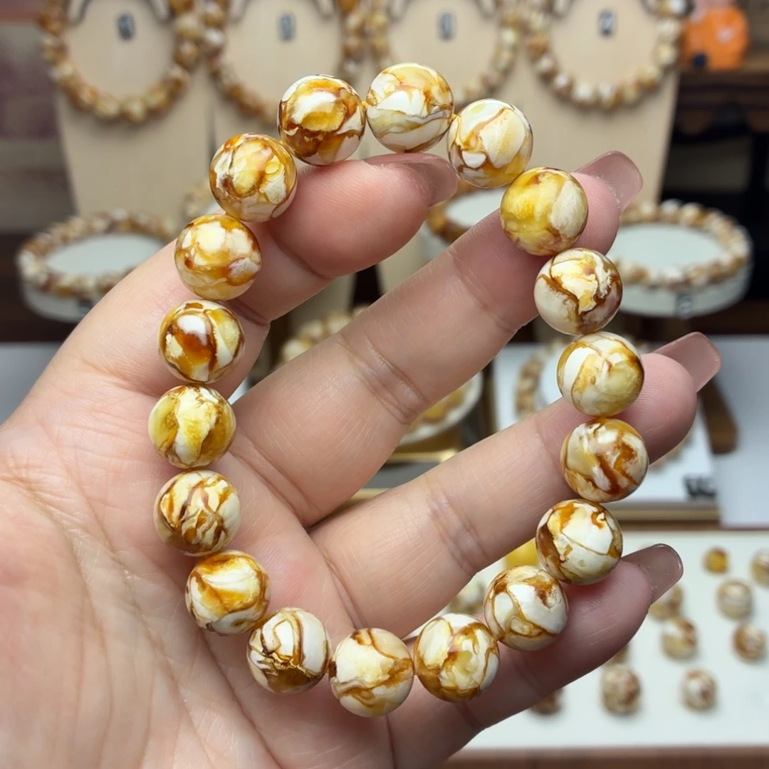 12mm沁色圆珠手串一条