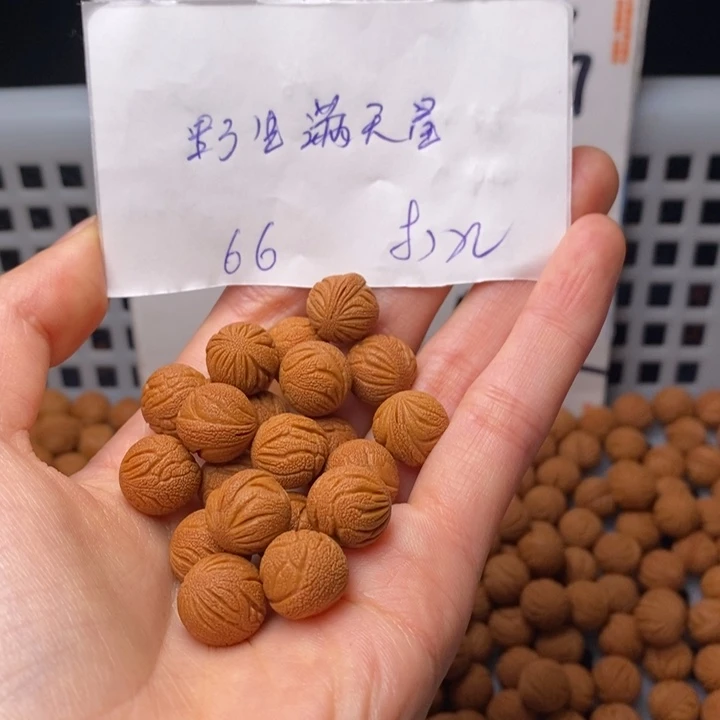 浮***梦桃核手串12mm左右野生满天星66颗（打孔）