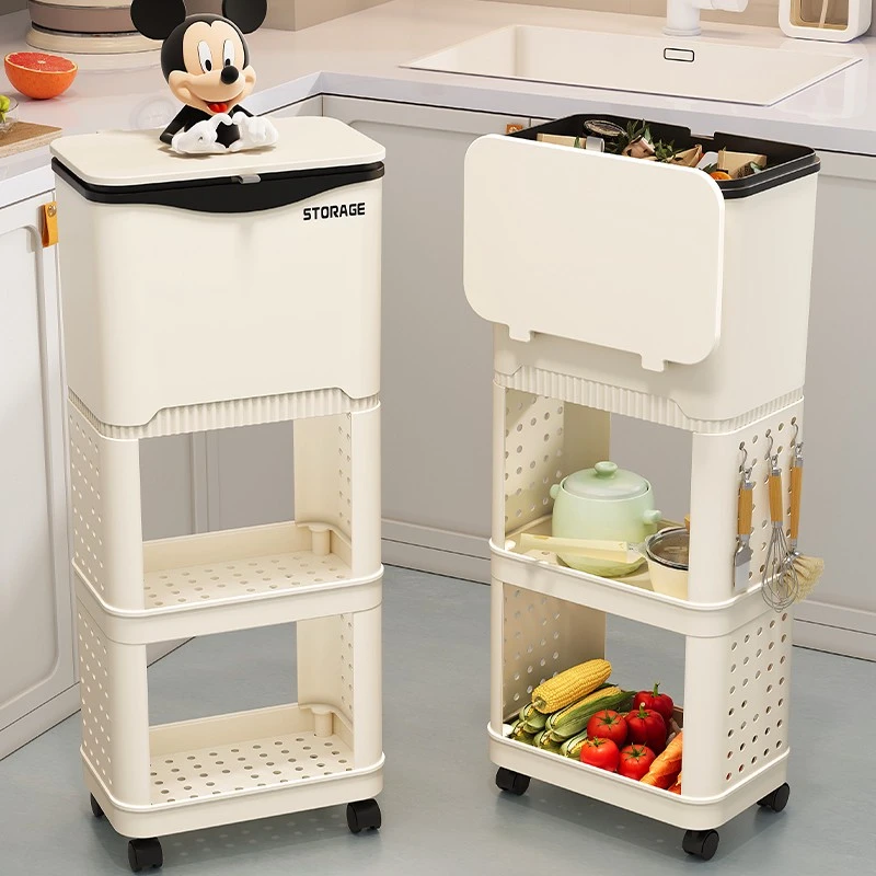 厨房垃圾桶家用2025新款加高可移动免弯腰专用大号大容量置物夹缝