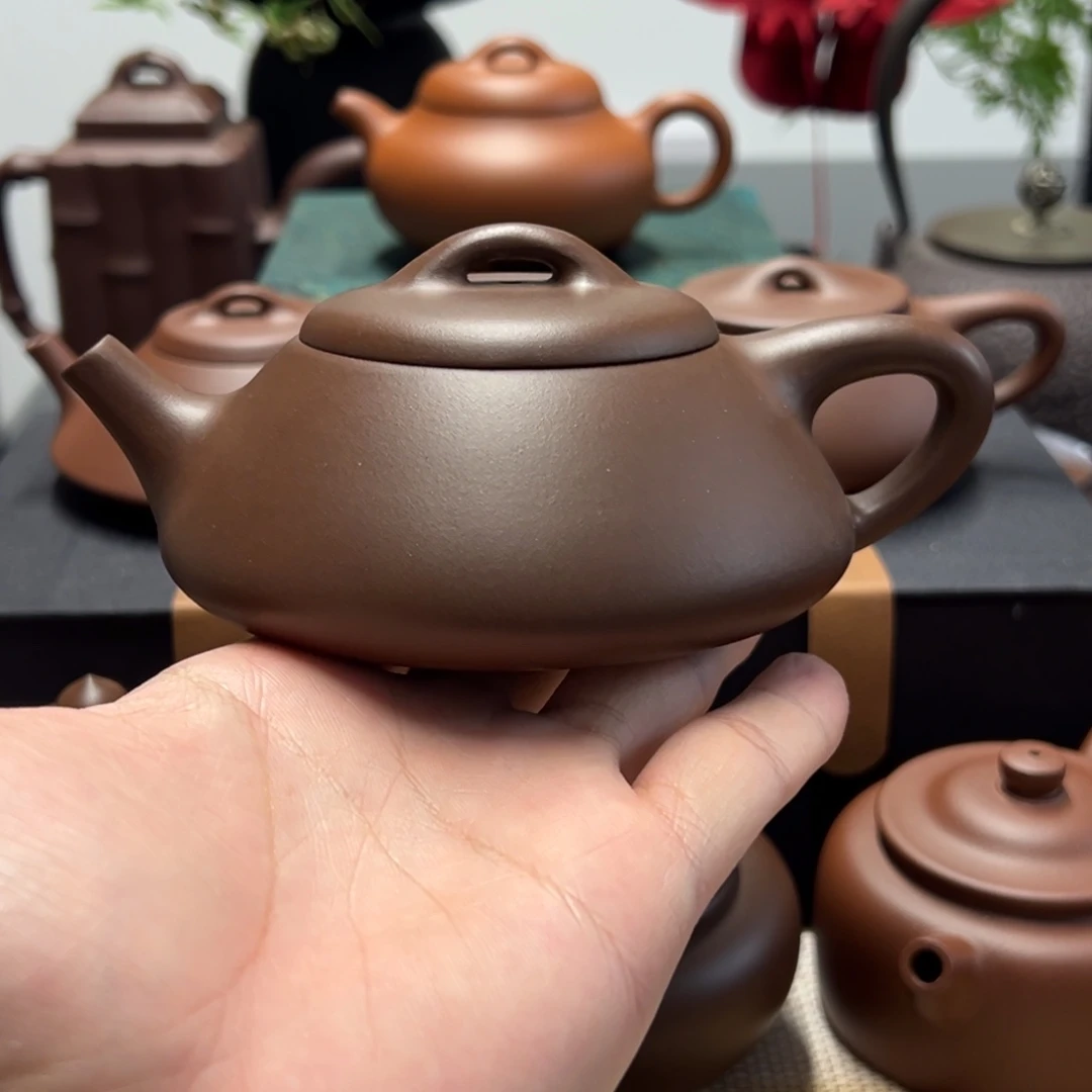 茶壶紫砂精工半手老紫泥那瓢200cc