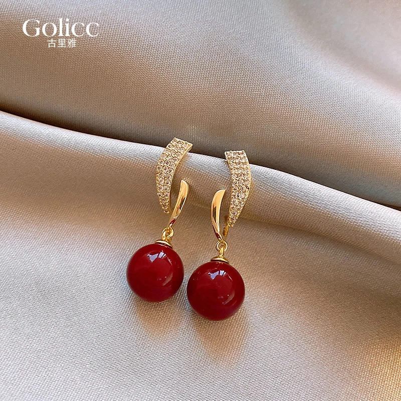 足银耳饰 红色贝珠耳钉女轻奢气质耳坠独特2025新款爆款高级网红