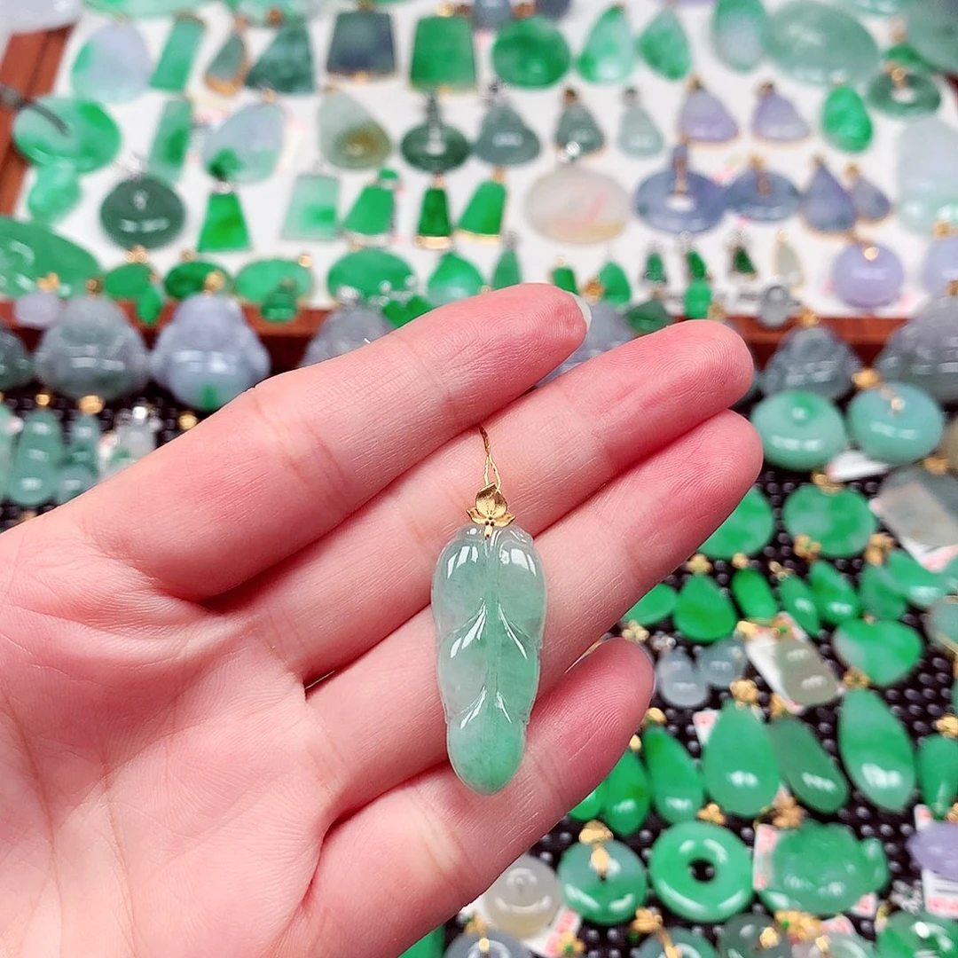 翡翠18K金镶嵌吊坠(不含链)