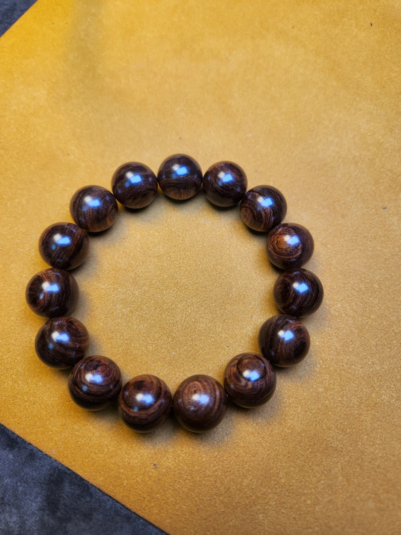 海南黄花梨1.5满纹黑线油梨老料精品手串