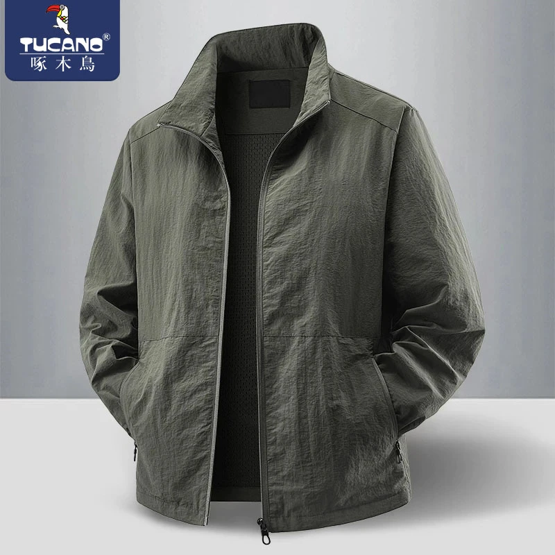 啄木鸟户外防风休闲夹克男款爆款2025新款潮牌百搭立领外套春夏款