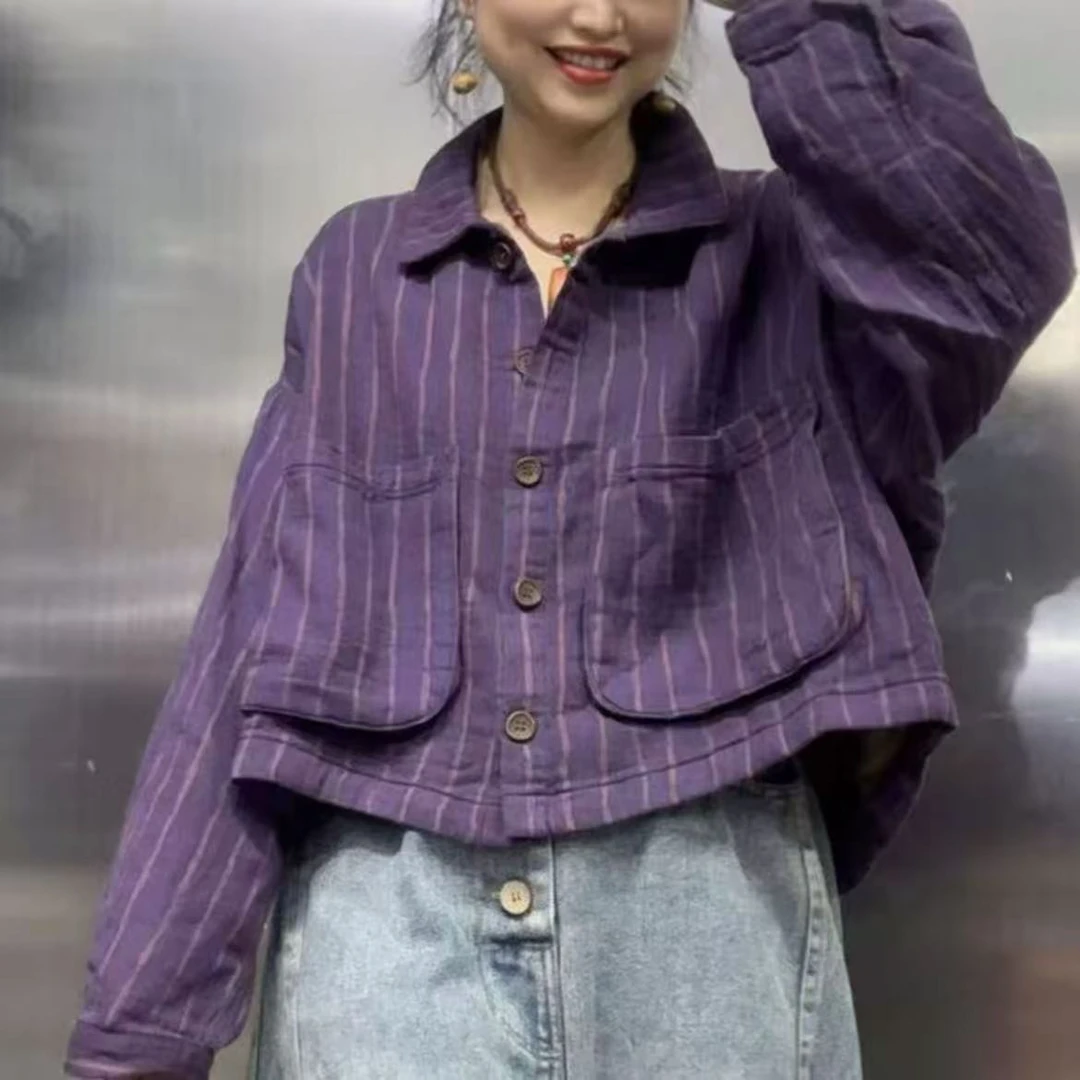 大口袋细条短外套153795