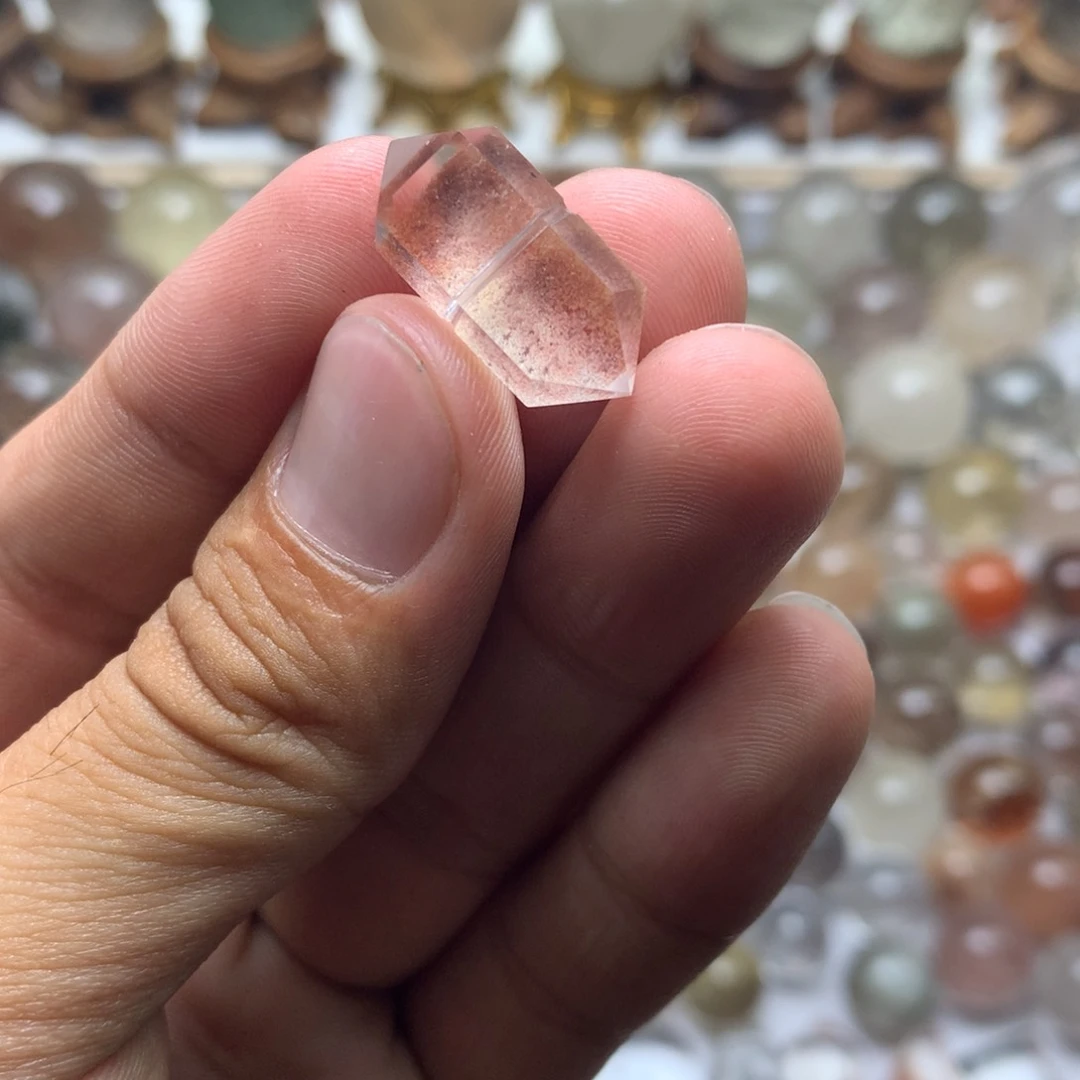 水晶珠宝半成品未镶嵌幽灵双尖