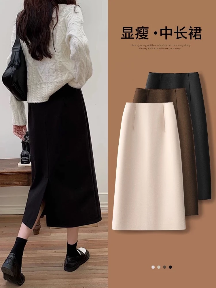 黑色半身裙女春秋2025新款高腰西装包臀半裙#802
