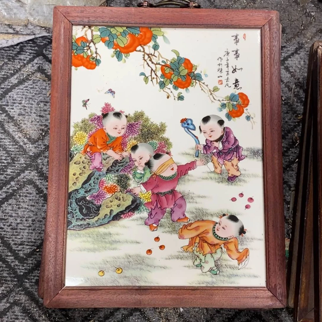 瓷片37*28 景德镇瓷板画柴窑烧制