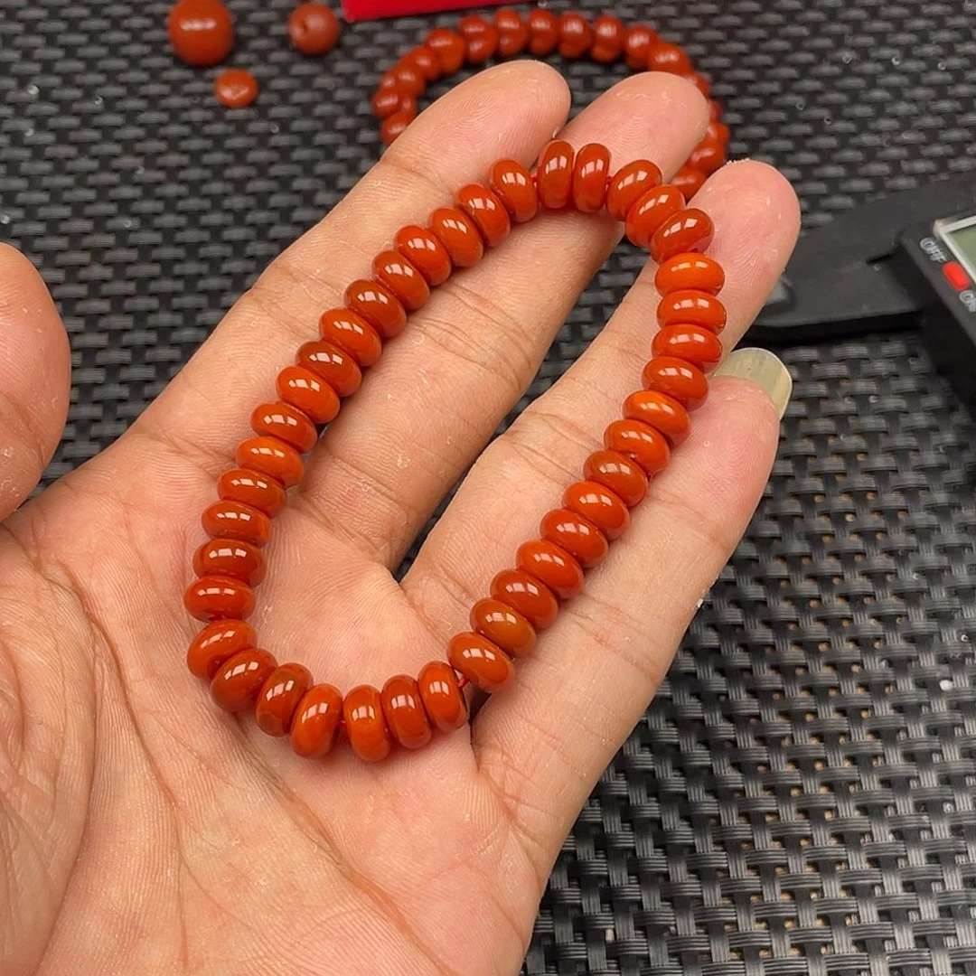 南红玛瑙未镶嵌算盘珠手串卡4*8