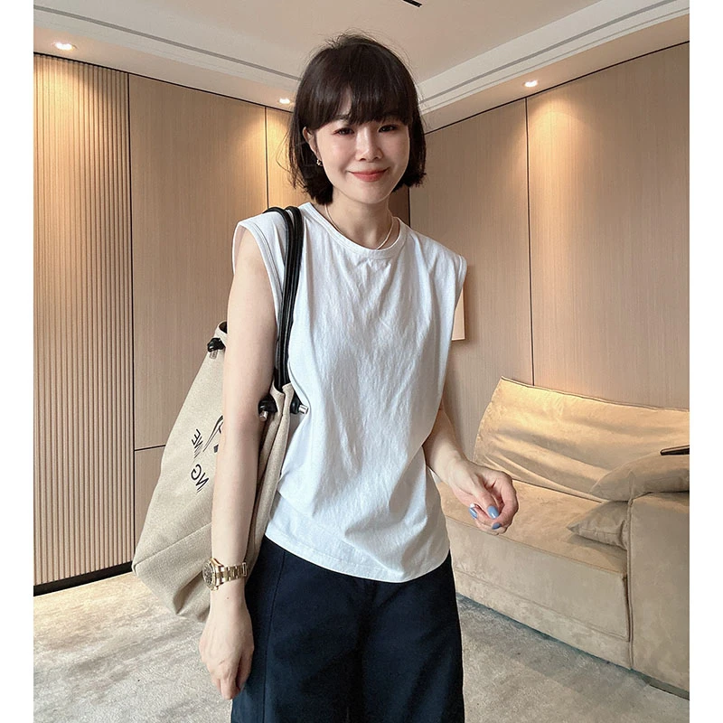 外穿打底纯色宽松正肩无袖背心