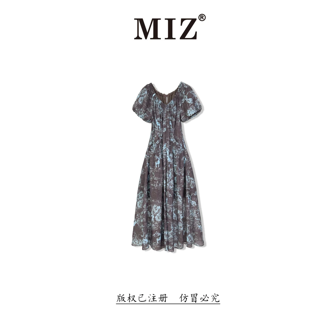 【MIZ】夏季法式浪漫显瘦气质冰感天丝中长款连衣裙2526169