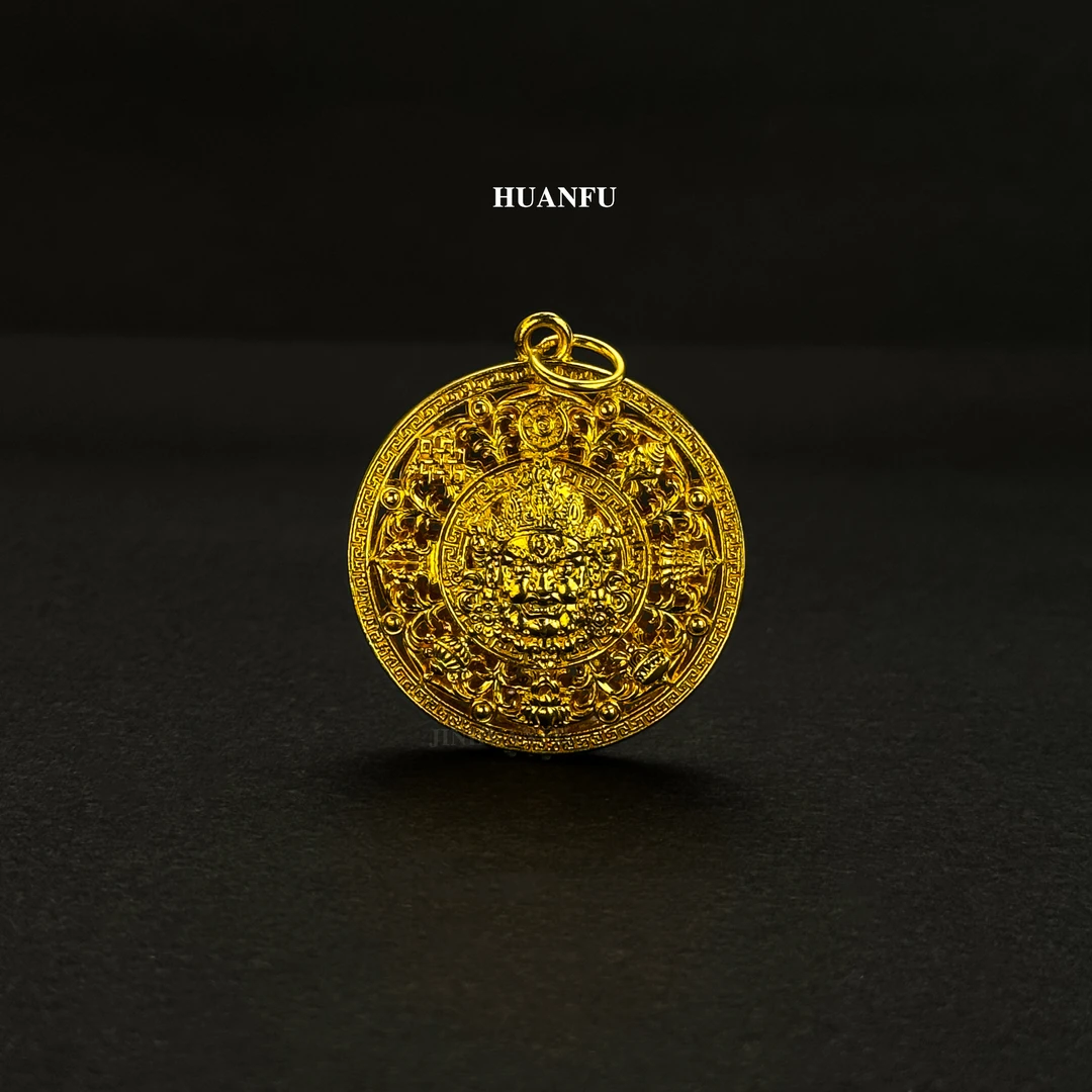 吊坠足银 黄财神八宝罗盘吊坠 厚包工艺时尚洋气百搭精美挂坠时尚