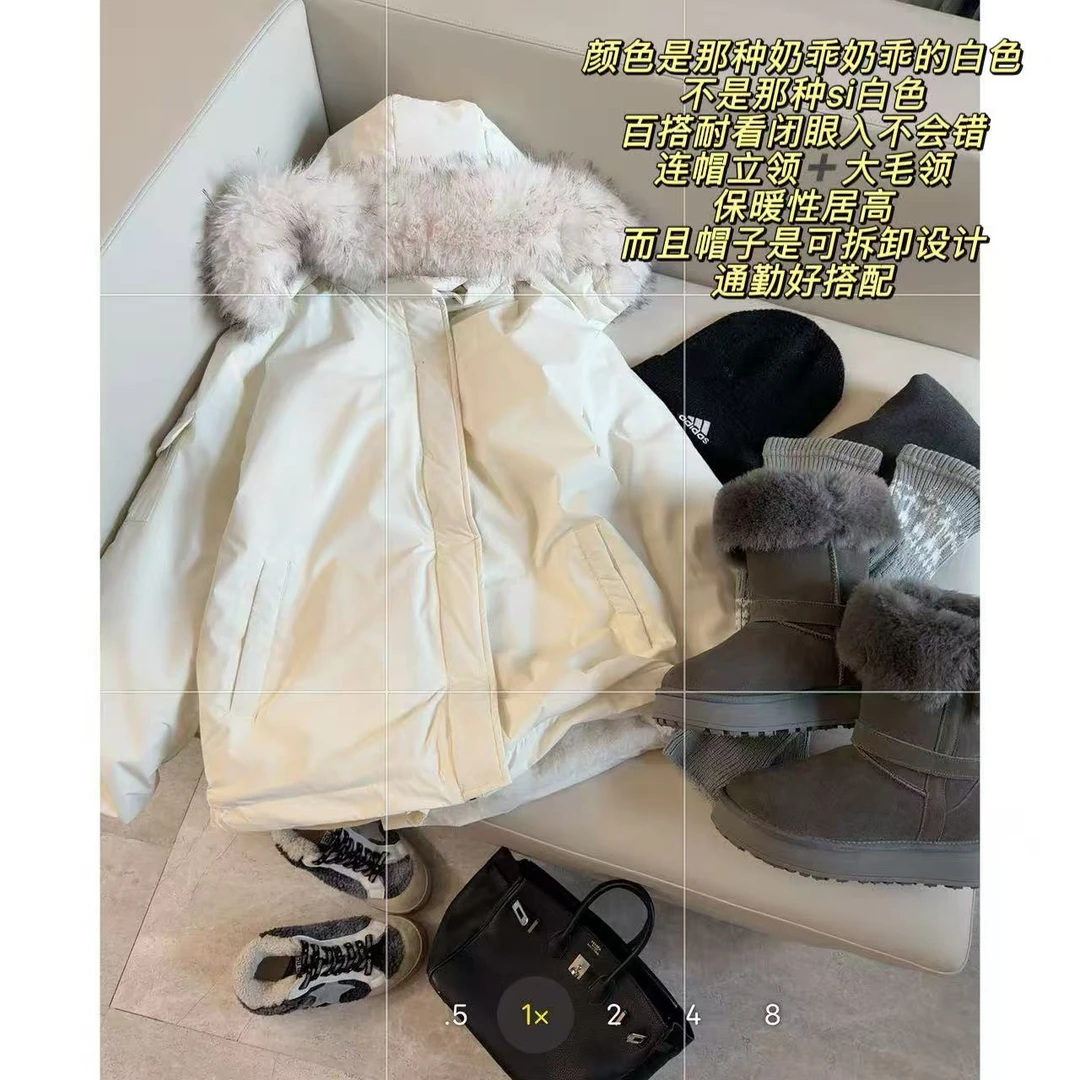 徐秋阳  奶皮外套  美式派克服高级感加厚毛领棉服连帽外套13866