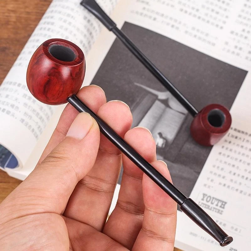 黑檀木小号实木烟斗直斗专用斗石楠木水手斗老式烟斗烟锅袋