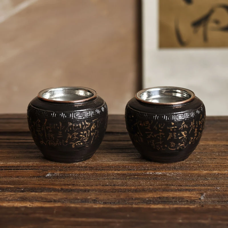 【慕白茶集】 黑金铜边万字纹建水 （茂号S0142）