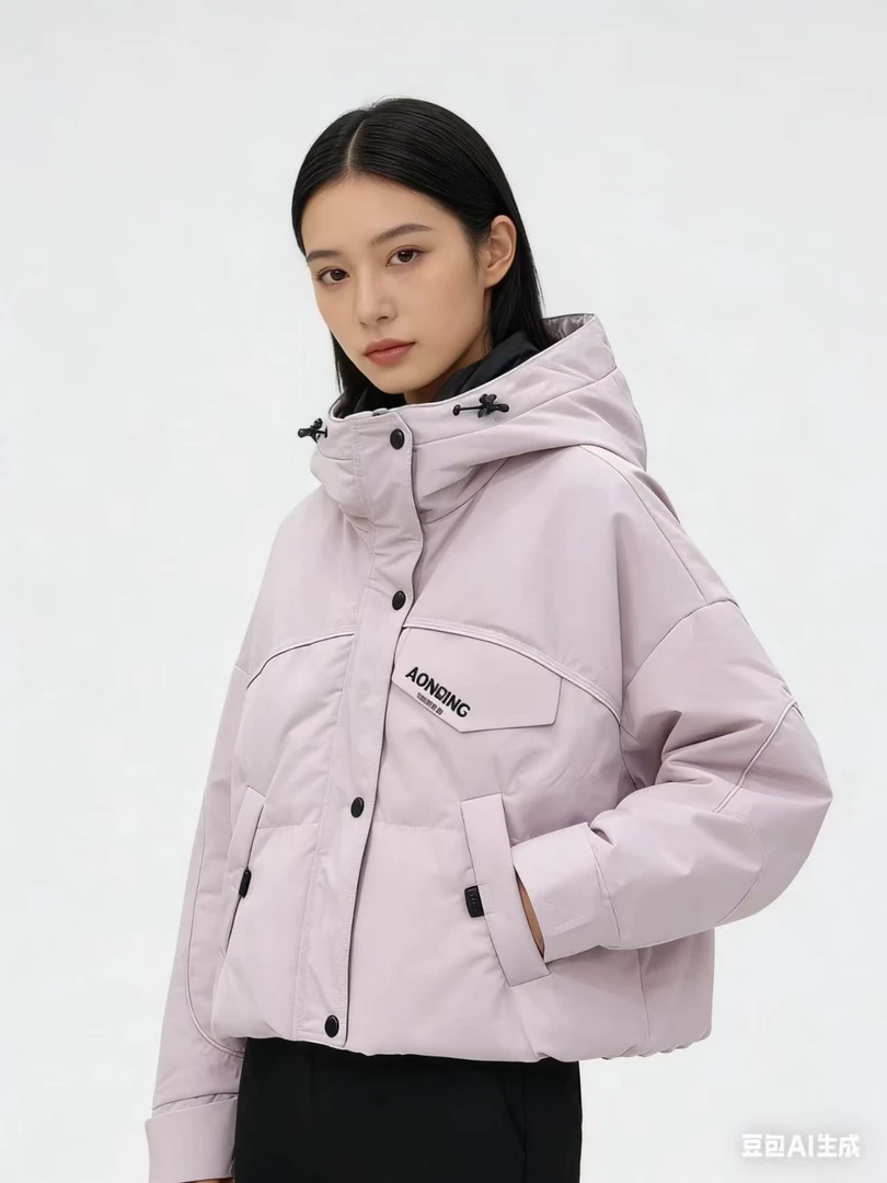 冬季短款加厚保暖羽绒服连帽立领女装Y792