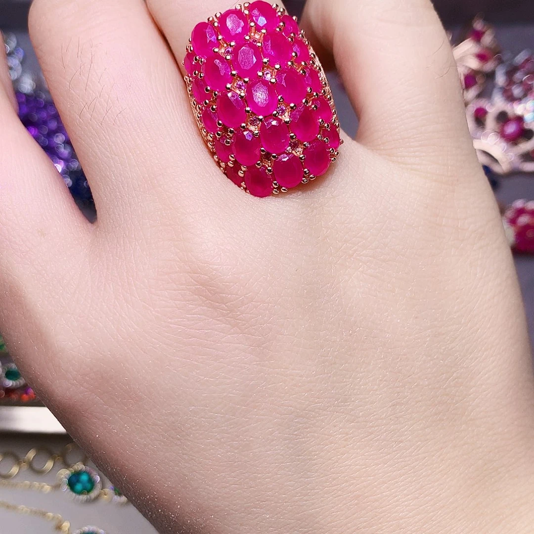 银S925镶嵌戒指红宝石