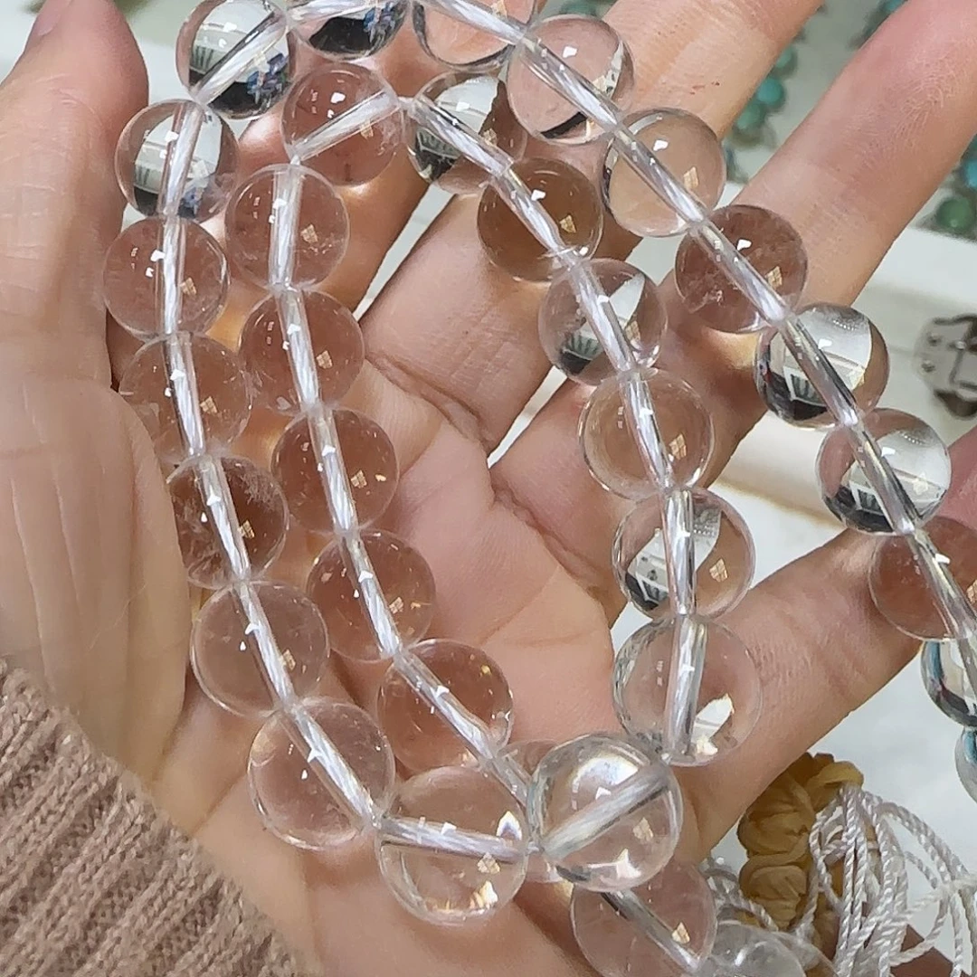 玛瑙/玉髓合金珠宝半成品白水晶10mm一条