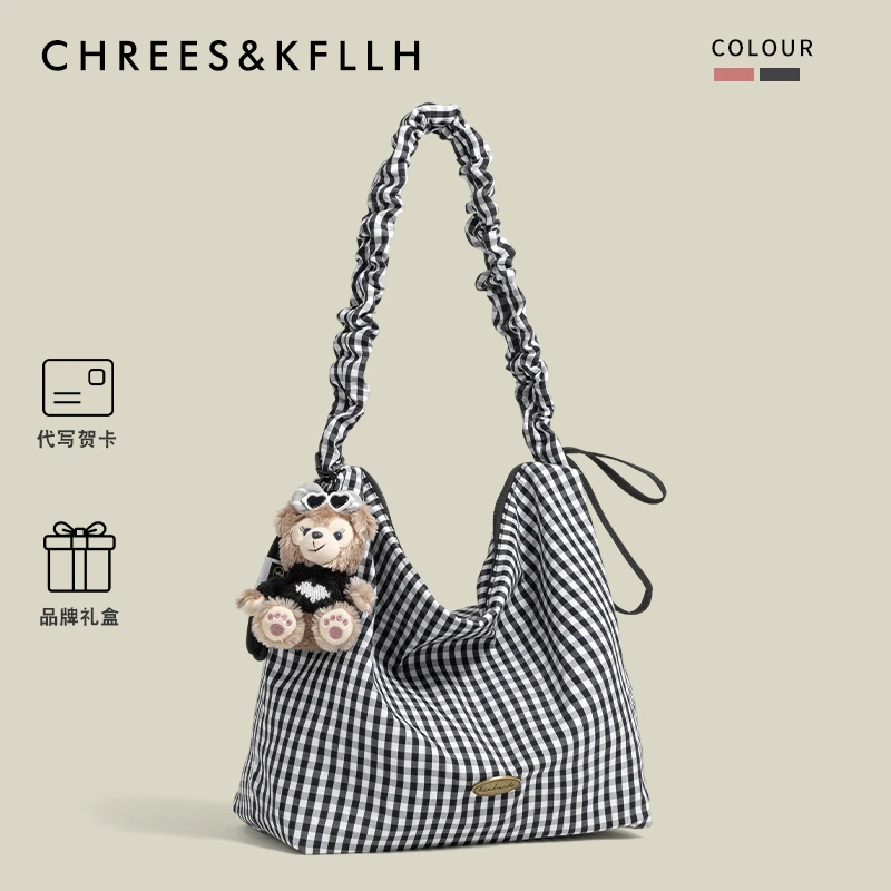 CHREES&KFLLH韩系慵懒风帆布托包包女2025新款百搭通勤单肩斜挎包