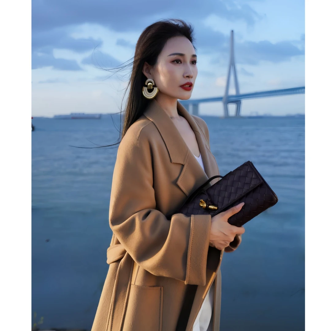 SS9898长款100%羊绒浴袍宽松休闲百搭款气质秋冬纯绒外套经典大衣