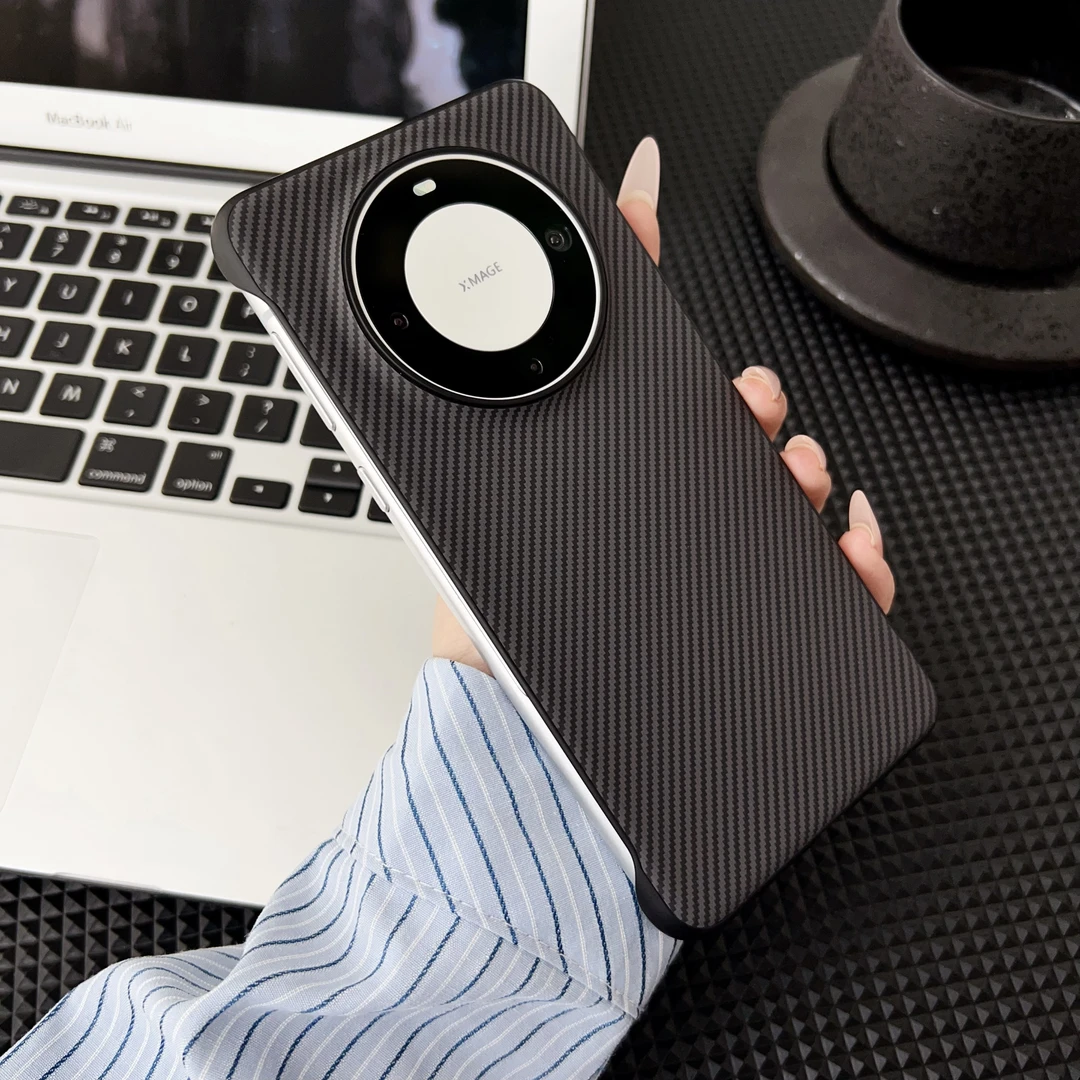 适用华为mate70pro超薄无边框手机壳碳纤维纹Mate60/pura80防摔壳