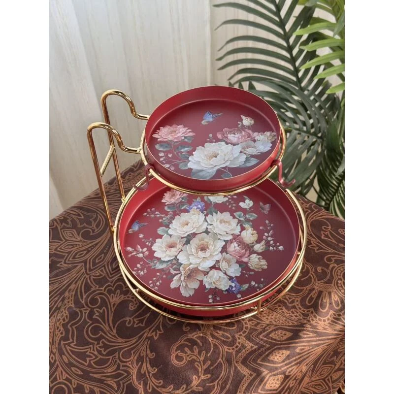 小圆双层收纳架置物架红色